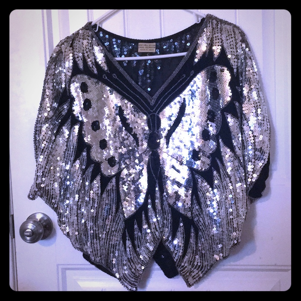 Sequined Butterfly Top